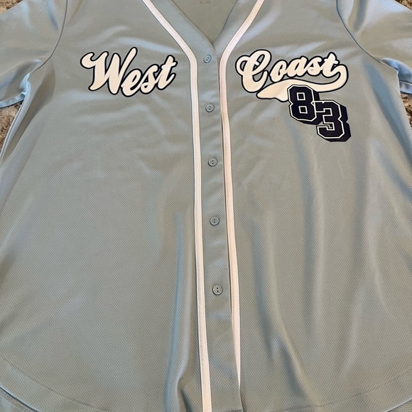 XL Light Blue Refuge West Coast 83 Jersey Team Games T Shirt Top Button Sports - Picture 7 of 7